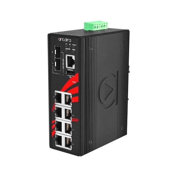 10-Port IndustriaL PoE+ Light Layer 3 Managed Ethernet Switch